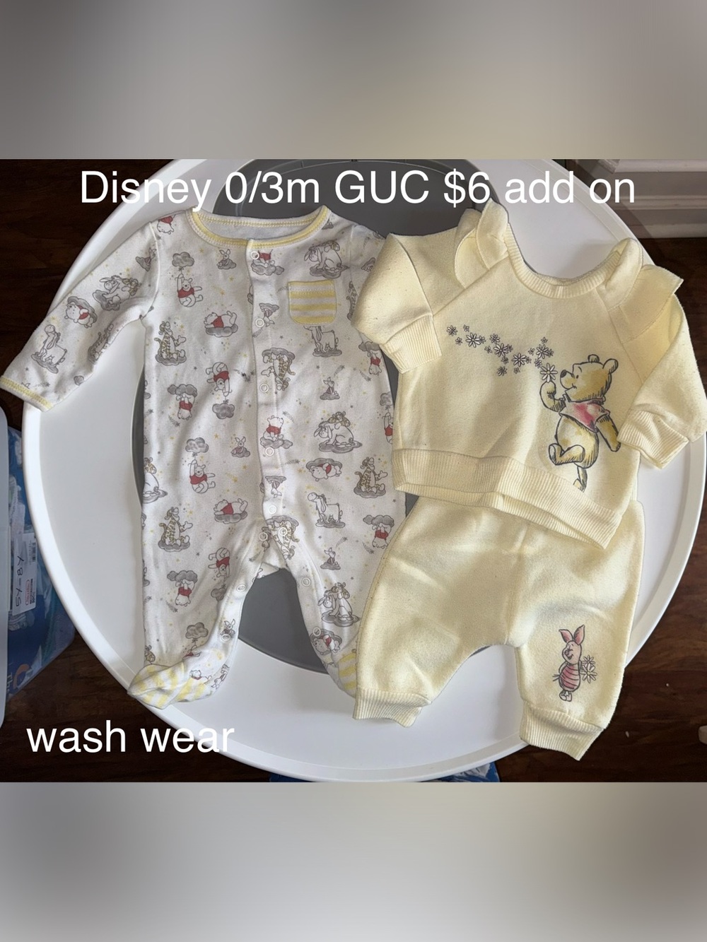 Disney Yellow Winnie the Pooh Two-Piece Outfit with Printed White Footed Onesie